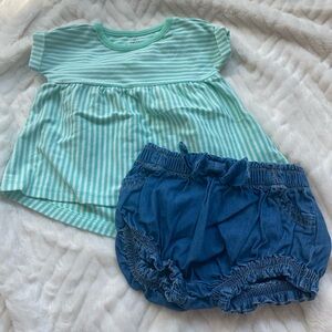 Empire waist tee-short top and denim bubble shorts set - BUNDLE ME!